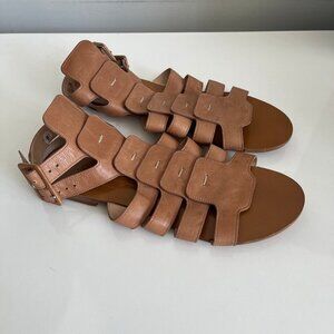 Robert Clergerie France Tan Leather Gladiator Strap Sandals Women's 9.5